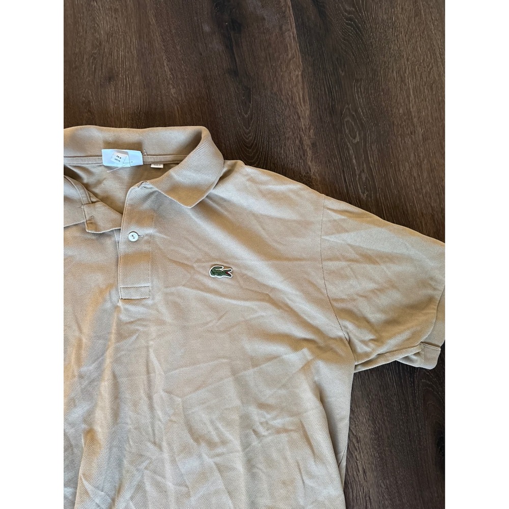 Lacoste Mens Classic Fit Polo Shirt Tan Beige Cotton Pique Short Sleeve Size XL